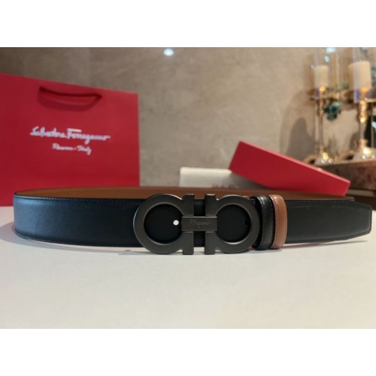Repliche Cintura da uomo Salvatore Ferragamo da 3.5 cm con fibbia nera Imitazioni False Outlet Online