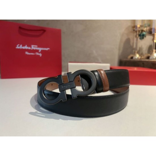 Repliche Cintura da uomo Salvatore Ferragamo da 3.5 cm con fibbia nera Imitazioni False Outlet Online