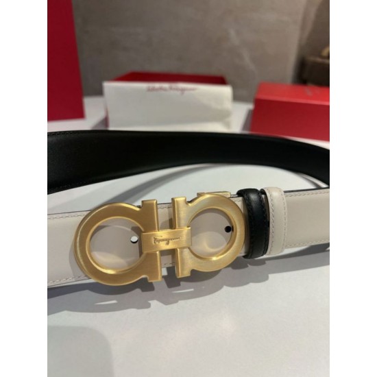 Qualità perfetta Replica Cintura reversibile da uomo Salvatore Ferragamo da 3.5 cm con clip in metallo oro Nero/Bianco Imitazioni Outlet Repliche Cintura reversibile da uomo Salvatore Ferragamo da 3.5 cm con clip in metallo oro Nero/Bianco Imitazioni False Outlet Online