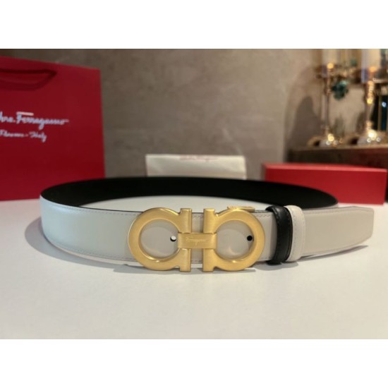 Qualità perfetta Replica Cintura reversibile da uomo Salvatore Ferragamo da 3.5 cm con clip in metallo oro Nero/Bianco Imitazioni Outlet Repliche Cintura reversibile da uomo Salvatore Ferragamo da 3.5 cm con clip in metallo oro Nero/Bianco Imitazioni False Outlet Online
