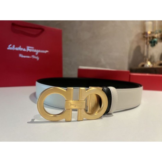 Qualità perfetta Replica Cintura reversibile da uomo Salvatore Ferragamo da 3.5 cm con clip in metallo oro Nero/Bianco Imitazioni Outlet Repliche Cintura reversibile da uomo Salvatore Ferragamo da 3.5 cm con clip in metallo oro Nero/Bianco Imitazioni False Outlet Online