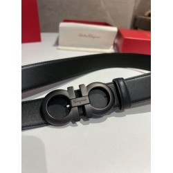Repliche Cintura da uomo Salvatore Ferragamo da 3.5 cm con fibbia nero Imitazioni False Outlet Online