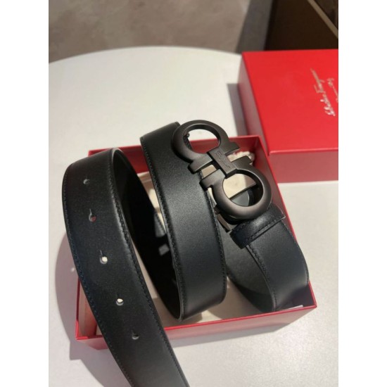Repliche Cintura da uomo Salvatore Ferragamo da 3.5 cm con fibbia nero Imitazioni False Outlet Online
