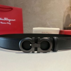 Repliche Cintura da uomo Salvatore Ferragamo da 3.5 cm con fibbia nero Imitazioni False Outlet Online