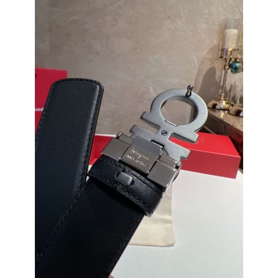 Repliche Cintura da uomo Salvatore Ferragamo da 3.5 cm con fibbia nero Imitazioni False Outlet Online
