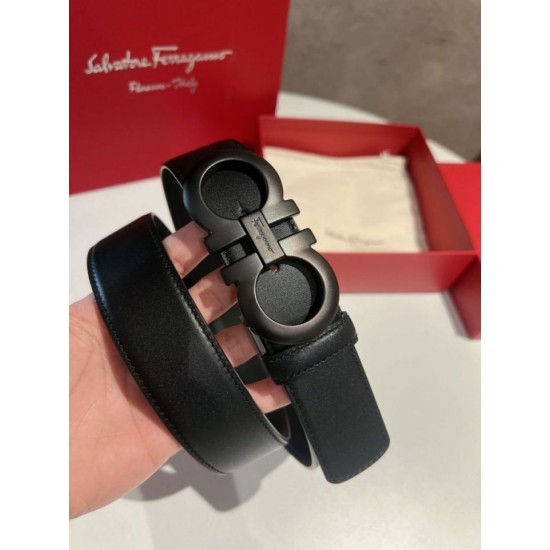 Repliche Cintura da uomo Salvatore Ferragamo da 3.5 cm con fibbia nero Imitazioni False Outlet Online