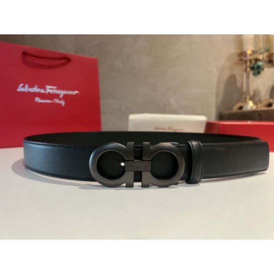 Repliche Cintura da uomo Salvatore Ferragamo da 3.5 cm con fibbia nero Imitazioni False Outlet Online