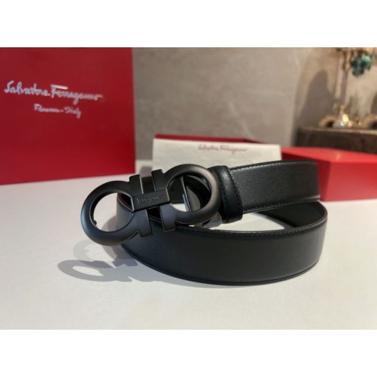 Repliche Cintura da uomo Salvatore Ferragamo da 3.5 cm con fibbia nero Imitazioni False Outlet Online