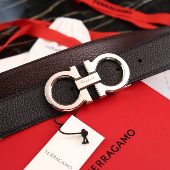 Qualità perfetta Replica Cintura reversibile da uomo Salvatore Ferragamo da 3,5 cm con fibbia in acciaio Nero/caffè Imitazioni Outlet Repliche Cintura reversibile da uomo Salvatore Ferragamo da 3,5 cm con fibbia in acciaio Nero/caffè Imitazioni False Outlet Online
