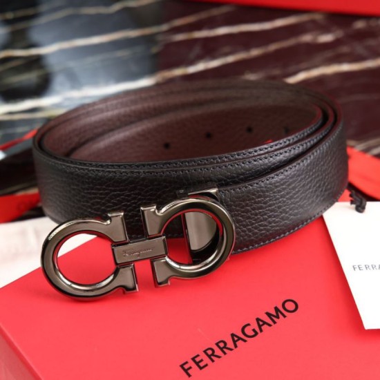 Repliche Cintura reversibile da uomo Salvatore Ferragamo da 3,5 cm con fibbia Nero/caffè Imitazioni False Outlet Online