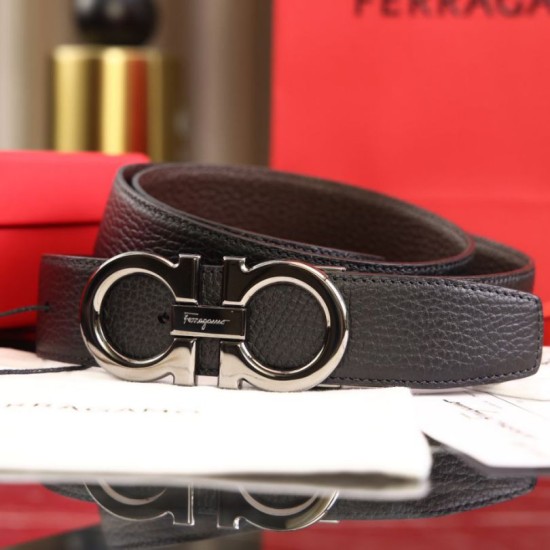 Repliche Cintura reversibile da uomo Salvatore Ferragamo da 3,5 cm con fibbia Nero/caffè Imitazioni False Outlet Online
