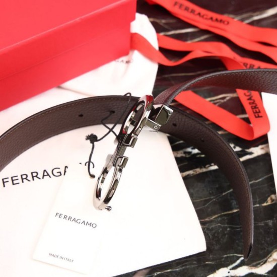 Repliche Cintura reversibile da uomo Salvatore Ferragamo da 3,5 cm con fibbia Nero/caffè Imitazioni False Outlet Online