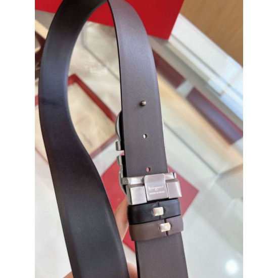 Qualità perfetta Replica Cintura reversibile da uomo Salvatore Ferragamo da 3,5 cm con fibbia a ferro di cavallo a doppio anello Imitazioni Outlet Repliche Cintura reversibile da uomo Salvatore Ferragamo da 3,5 cm con fibbia a ferro di cavallo a doppio anello Imitazioni False Outlet Online