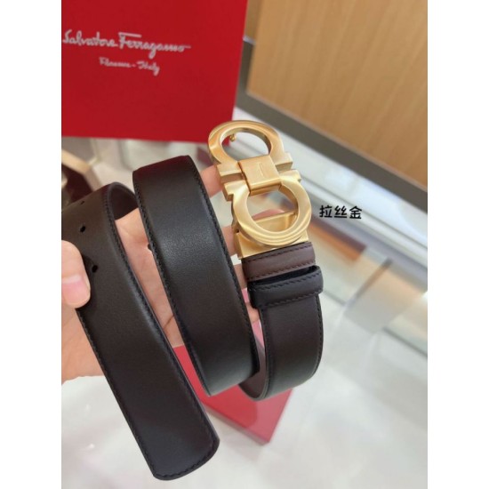 Qualità perfetta Replica Cintura reversibile da uomo Salvatore Ferragamo da 3,5 cm con fibbia a ferro di cavallo a doppio anello oro Imitazioni Outlet Repliche Cintura reversibile da uomo Salvatore Ferragamo da 3,5 cm con fibbia a ferro di cavallo a doppio anello oro Imitazioni False Outlet Online