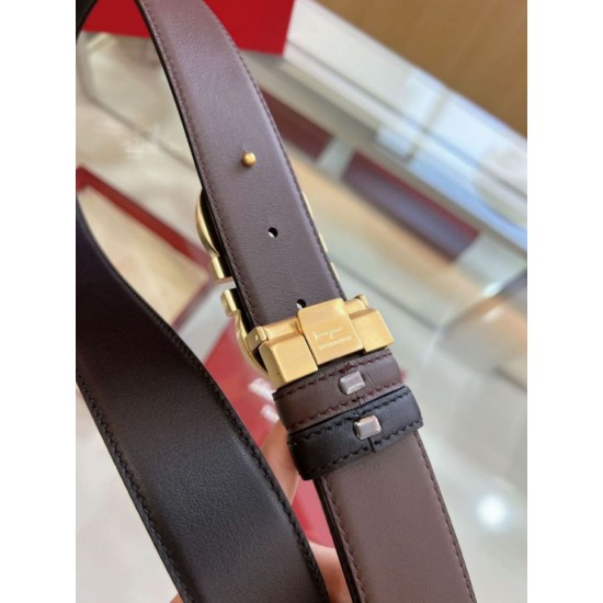 Qualità perfetta Replica Cintura reversibile da uomo Salvatore Ferragamo da 3,5 cm con fibbia a ferro di cavallo a doppio anello oro Imitazioni Outlet Repliche Cintura reversibile da uomo Salvatore Ferragamo da 3,5 cm con fibbia a ferro di cavallo a doppio anello oro Imitazioni False Outlet Online