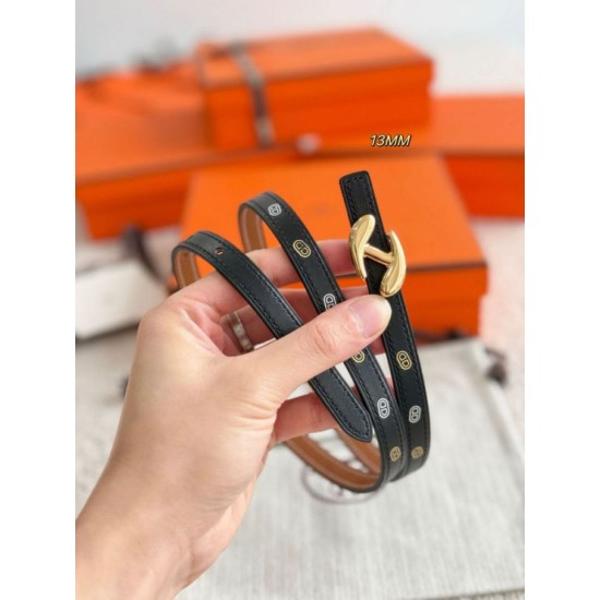 Repliche cintura Hermes Donna My H e reversibile Hermès sur Mer 13 mm Nero/marrone Imitazioni False Outlet Online