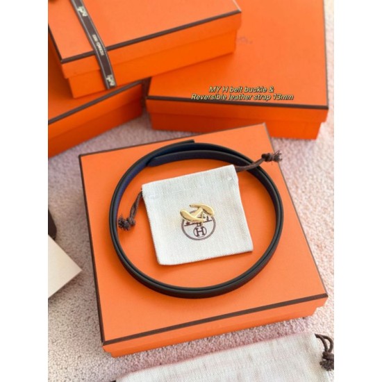 Repliche cintura Hermes Donna My H e reversibile Hermès sur Mer 13 mm Blu/Nero Imitazioni False Outlet Online