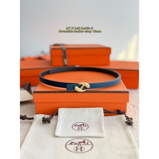 Repliche cintura Hermes Donna My H e reversibile Hermès sur Mer 13 mm Blu/Nero Imitazioni False Outlet Online