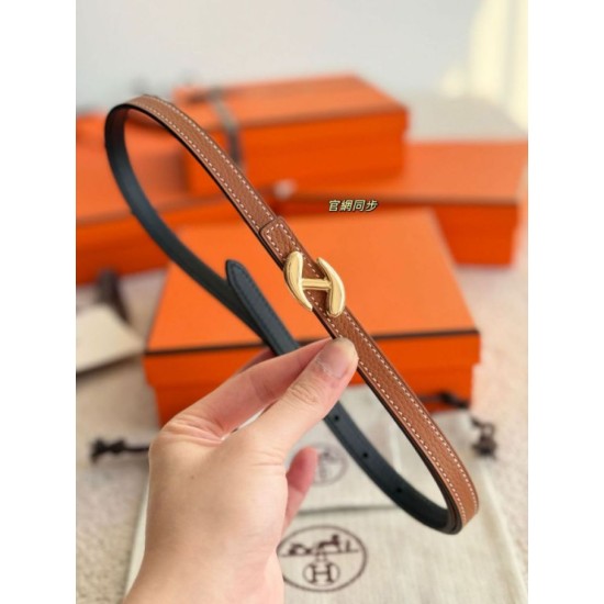 Repliche cintura Hermes Donna My H e reversibile Hermès sur Mer 13 mm marrone/Nero Imitazioni False Outlet Online