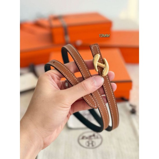 Repliche cintura Hermes Donna My H e reversibile Hermès sur Mer 13 mm marrone/Nero Imitazioni False Outlet Online