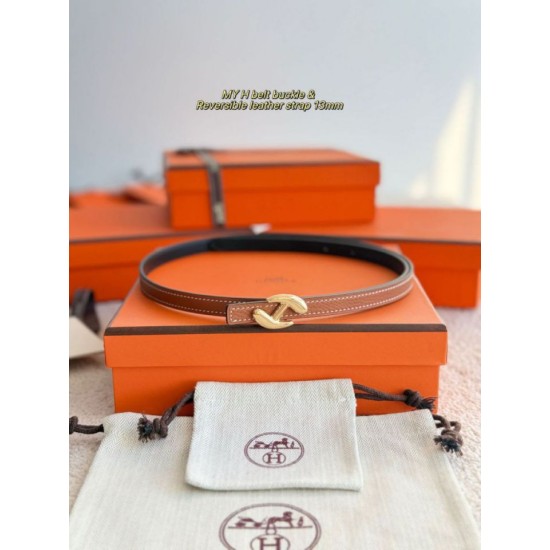 Repliche cintura Hermes Donna My H e reversibile Hermès sur Mer 13 mm marrone/Nero Imitazioni False Outlet Online