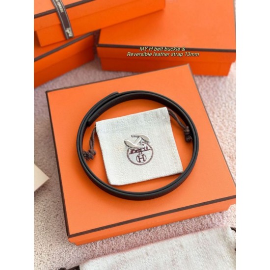 Repliche cintura Hermes Donna My H e Hermès sur Mer 13 mm Nero Imitazioni False Outlet Online
