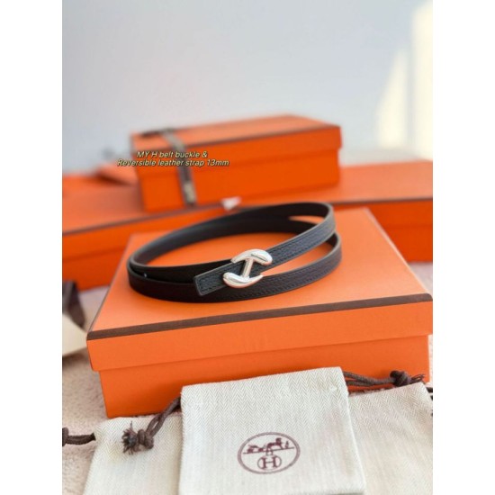 Repliche cintura Hermes Donna My H e Hermès sur Mer 13 mm Nero Imitazioni False Outlet Online