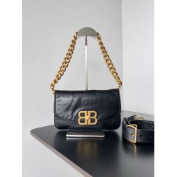 Miglior sito Replica Borsa a tracolla Balenciaga BB con patta morbida e finiture dorate Imitazioni Outlet Online