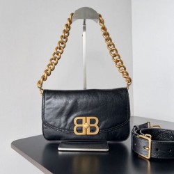 Miglior sito Replica Borsa a tracolla Balenciaga BB con patta morbida e finiture dorate Imitazioni Outlet Online
