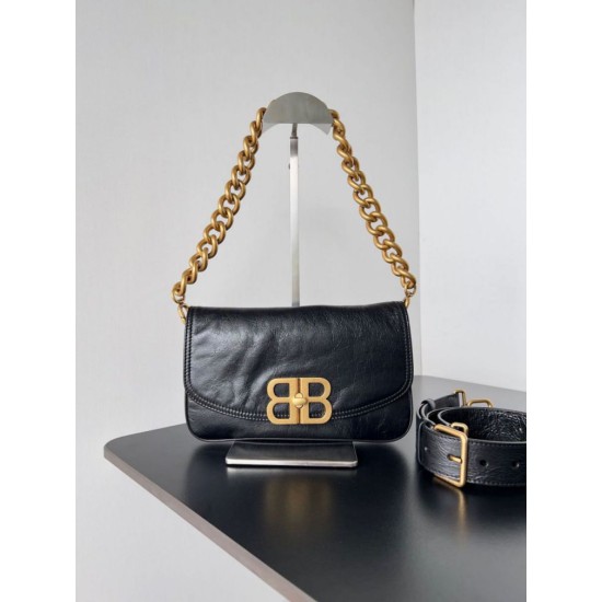 Miglior sito Replica Borsa a tracolla Balenciaga BB con patta morbida e finiture dorate Imitazioni Outlet Online