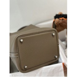 Miglior sito Replica Borsa Hermes Picotin Lock 18/22 Etoupe grigia hardware argentato Imitazioni Outlet Online