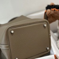 Miglior sito Replica Borsa Hermes Picotin Lock 18/22 Etoupe grigia hardware argentato Imitazioni Outlet Online