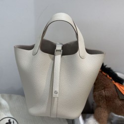 Miglior sito Replica Borsa Hermes Picotin Lock 18/22 Etoupe beige hardware argentato Imitazioni Outlet Online