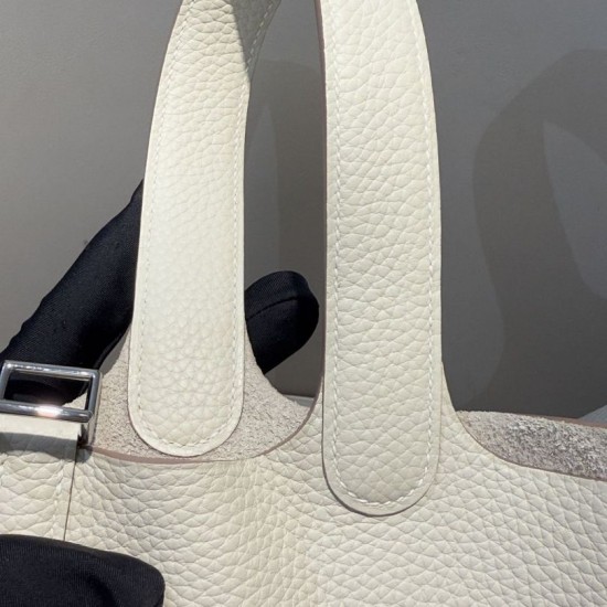 Miglior sito Replica Borsa Hermes Picotin Lock 18/22 Etoupe beige hardware argentato Imitazioni Outlet Online