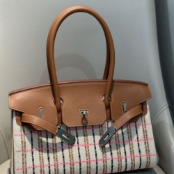 Miglior sito Replica Borse a tracolla Hermès Birkin 29 in tela Toile H ricamata Marrone Imitazioni Outlet Online