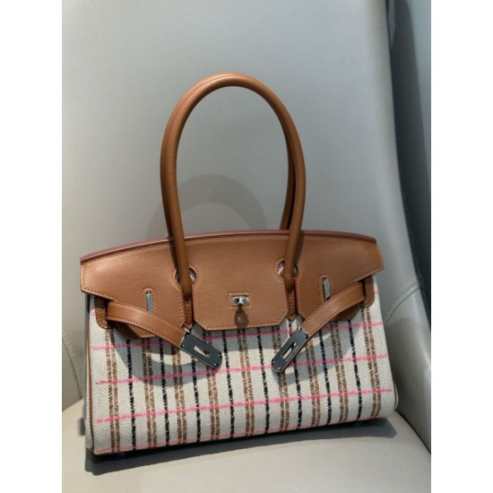 Miglior sito Replica Borse a tracolla Hermès Birkin 29 in tela Toile H ricamata Marrone Imitazioni Outlet Online