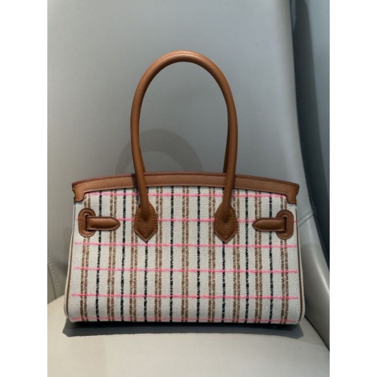 Miglior sito Replica Borse a tracolla Hermès Birkin 29 in tela Toile H ricamata Marrone Imitazioni Outlet Online