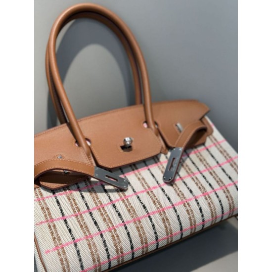 Miglior sito Replica Borse a tracolla Hermès Birkin 29 in tela Toile H ricamata Marrone Imitazioni Outlet Online