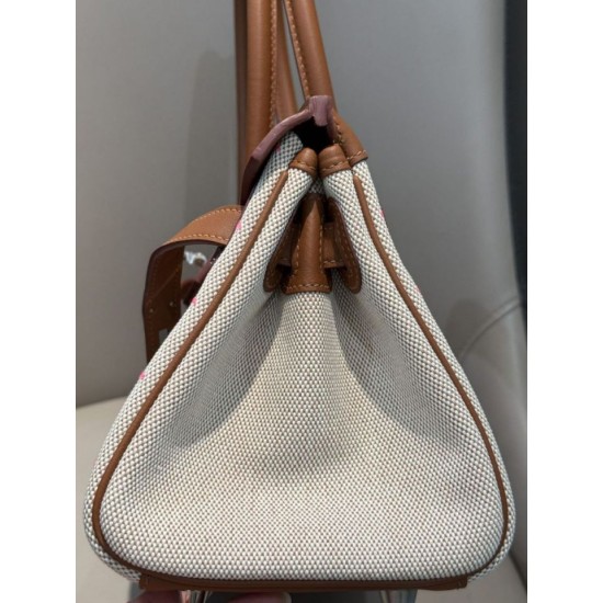 Miglior sito Replica Borse a tracolla Hermès Birkin 29 in tela Toile H ricamata Marrone Imitazioni Outlet Online