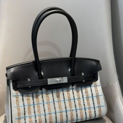 Miglior sito Replica Borse a tracolla Hermès Birkin 29 in tela Toile H ricamata Nero Imitazioni Outlet Online