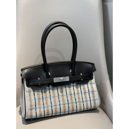 Miglior sito Replica Borse a tracolla Hermès Birkin 29 in tela Toile H ricamata Nero Imitazioni Outlet Online