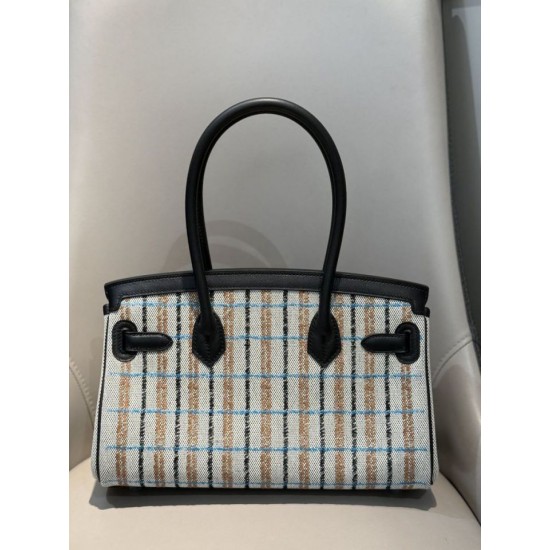 Miglior sito Replica Borse a tracolla Hermès Birkin 29 in tela Toile H ricamata Nero Imitazioni Outlet Online