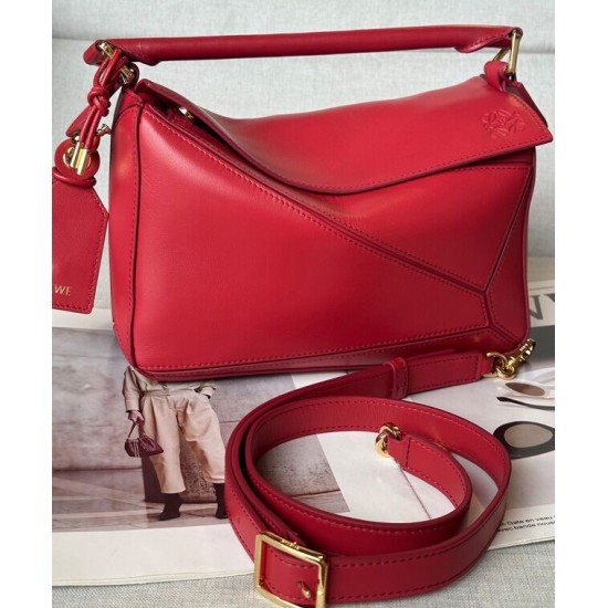 Miglior sito Replica Borsa Loewe Featherlight Puzzle piccola Rosso Imitazioni Outlet Online