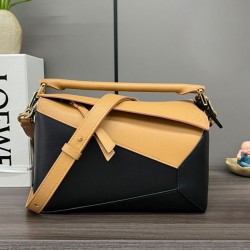 Miglior sito Replica Borsa classica bicolore Loewe Puzzle Edge piccola Nero/Marrone Imitazioni Outlet Online