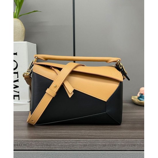 Miglior sito Replica Borsa classica bicolore Loewe Puzzle Edge piccola Nero/Marrone Imitazioni Outlet Online