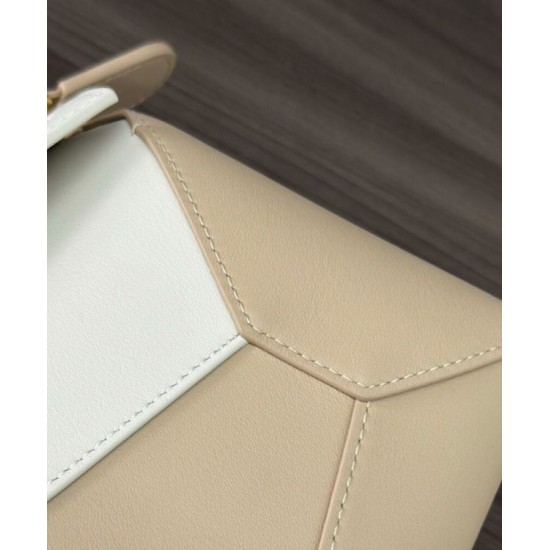 Miglior sito Replica Borsa classica bicolore Loewe Puzzle Edge piccola Bianco/beige Imitazioni Outlet Online
