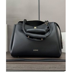Miglior sito Replica Borsa Loewe Madrid media morbida pelle di vitello nero Imitazioni Outlet Online