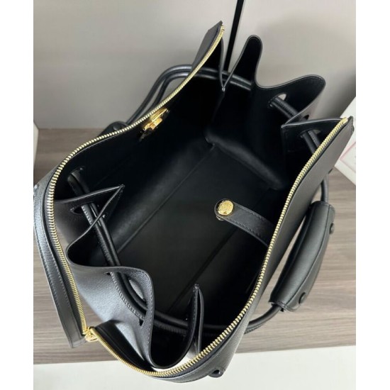 Miglior sito Replica Borsa Loewe Madrid media morbida pelle di vitello nero Imitazioni Outlet Online