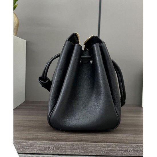 Miglior sito Replica Borsa Loewe Madrid media morbida pelle di vitello nero Imitazioni Outlet Online