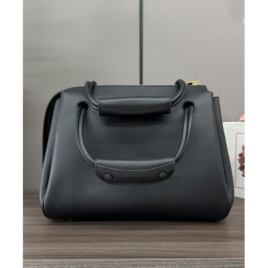 Miglior sito Replica Borsa Loewe Madrid media morbida pelle di vitello nero Imitazioni Outlet Online